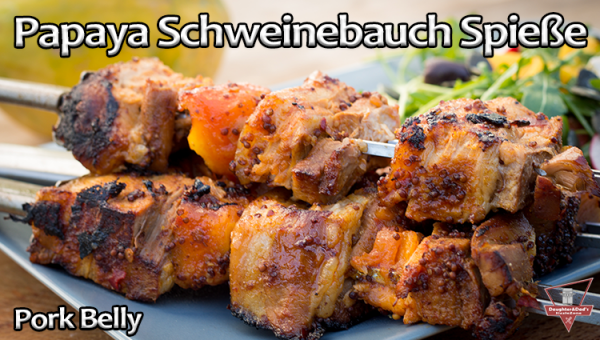 Papaya Schweinebauch Spieße – Pork Belly Skewers Papaya Schweinebauch Spieße - Pork Belly Skewers